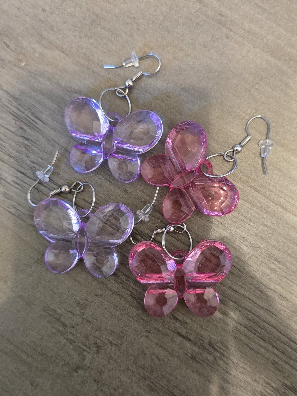 Butterfly Dangle Earrings in Pink & Purple - Fashion Jewelry